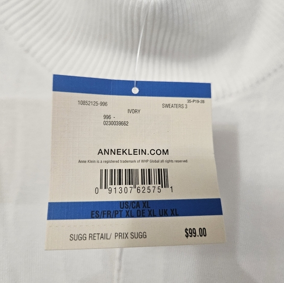 NWT! Anne Klein Ivory Sweater With Gold Button Detail! - Picture 2 of 7